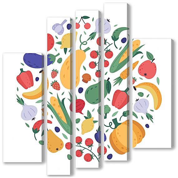 Модульная картина - Овощи и фрукты