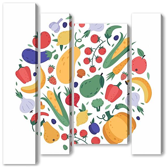 Модульная картина - Овощи и фрукты