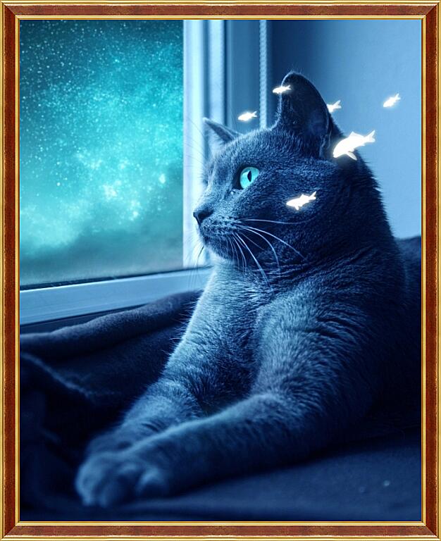 Картина - Голубая кошка