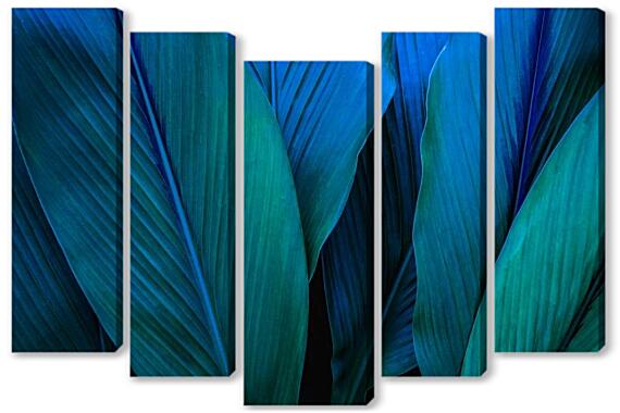 Модульная картина - Сине-зеленые листы