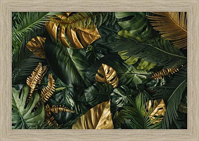 Картина - Золотые тропические листья