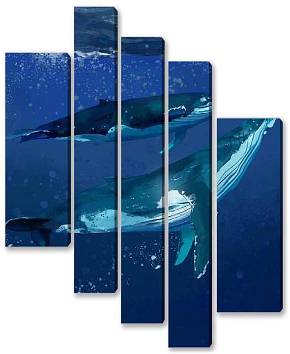 Модульная картина - Любовь китов