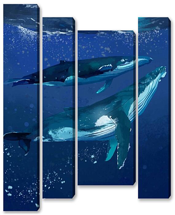 Модульная картина - Любовь китов