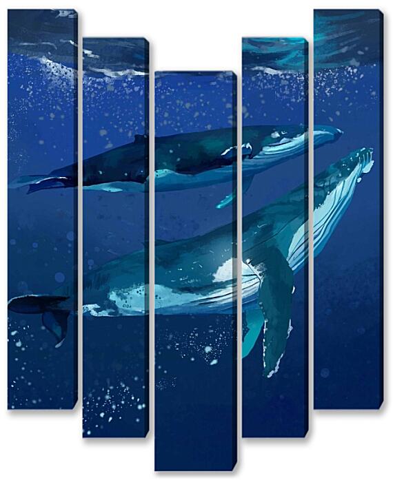 Модульная картина - Любовь китов