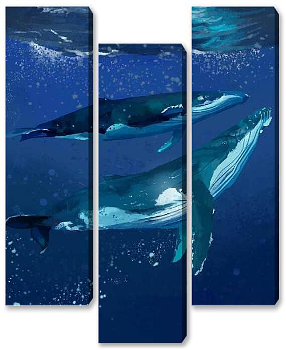 Модульная картина - Любовь китов