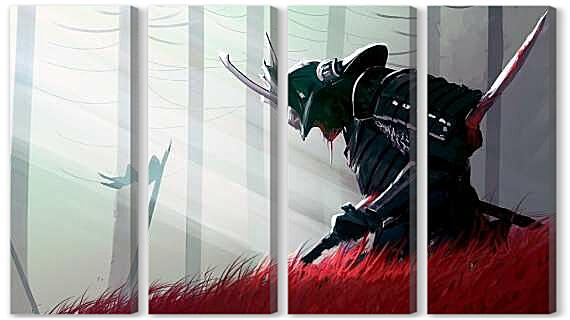 Модульная картина - Самурай арт