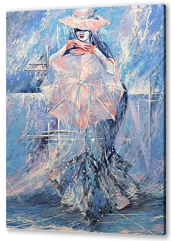 Картина маслом - Девушка с зонтом
