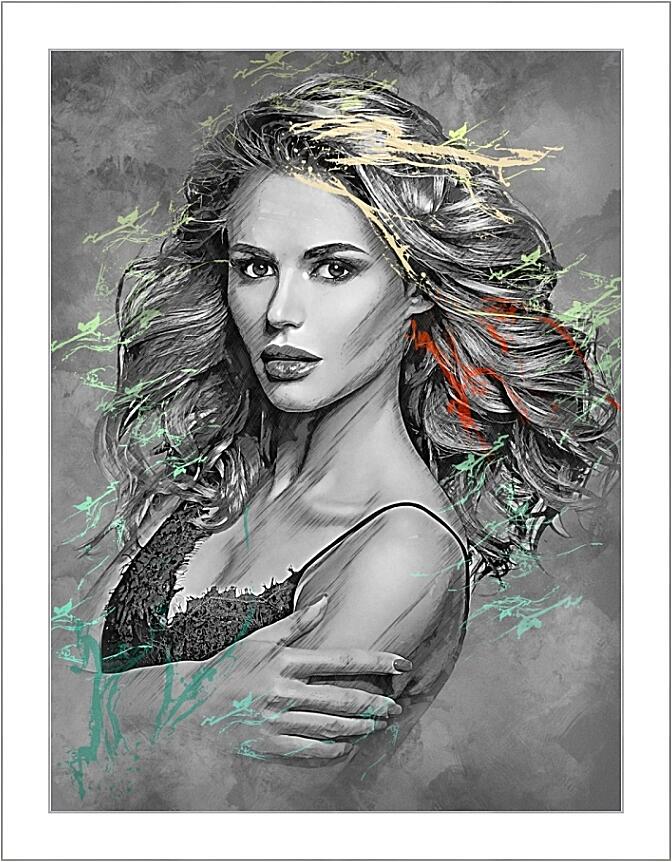 Картина - ЧБ Девушка