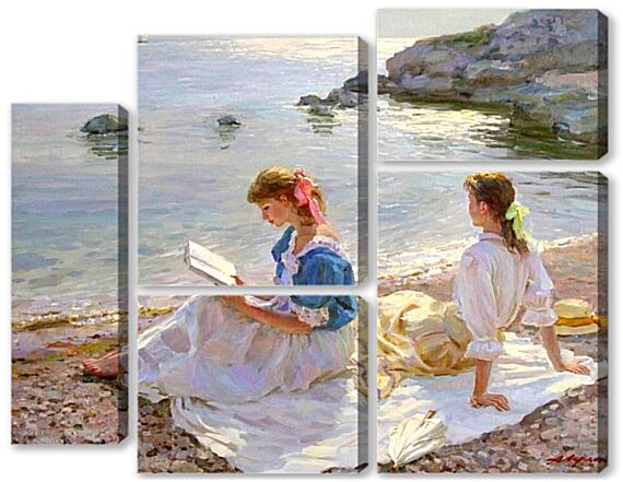 Модульная картина - Чтение у моря