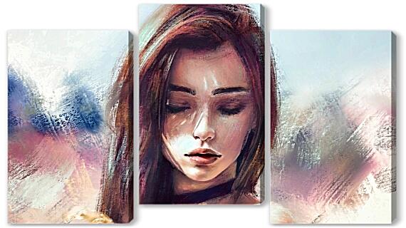 Модульная картина - Шатенка