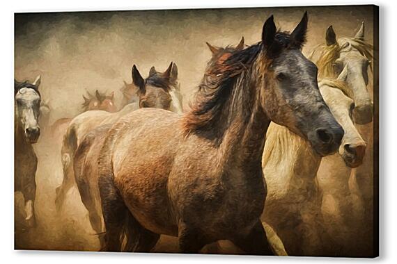 Картина маслом - Табун лошадей