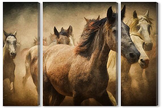 Модульная картина - Табун лошадей