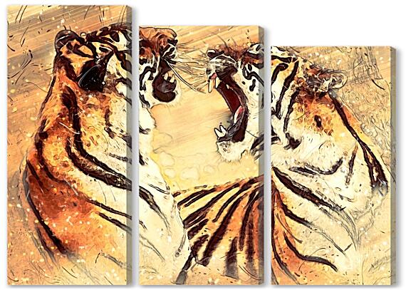 Модульная картина - Два тигра