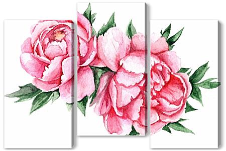 Модульная картина - Розовые пионы