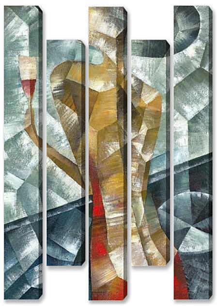 Модульная картина - Незнакомка с фужером