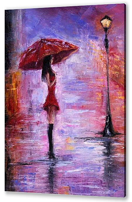 Постер (плакат) - Девушка с красным зонтом