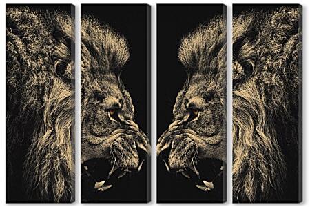 Модульная картина - Схватка львов