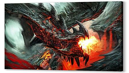 Картина маслом - Огнедышащий дракон