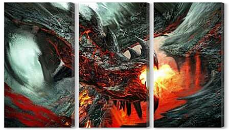 Модульная картина - Огнедышащий дракон