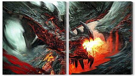 Модульная картина - Огнедышащий дракон