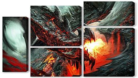 Модульная картина - Огнедышащий дракон