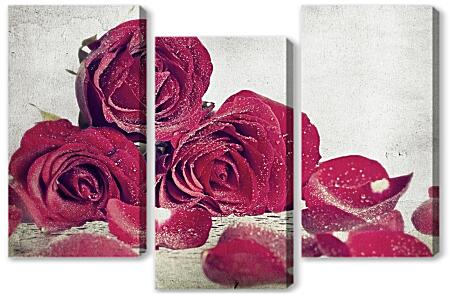 Модульная картина - Розы в инее