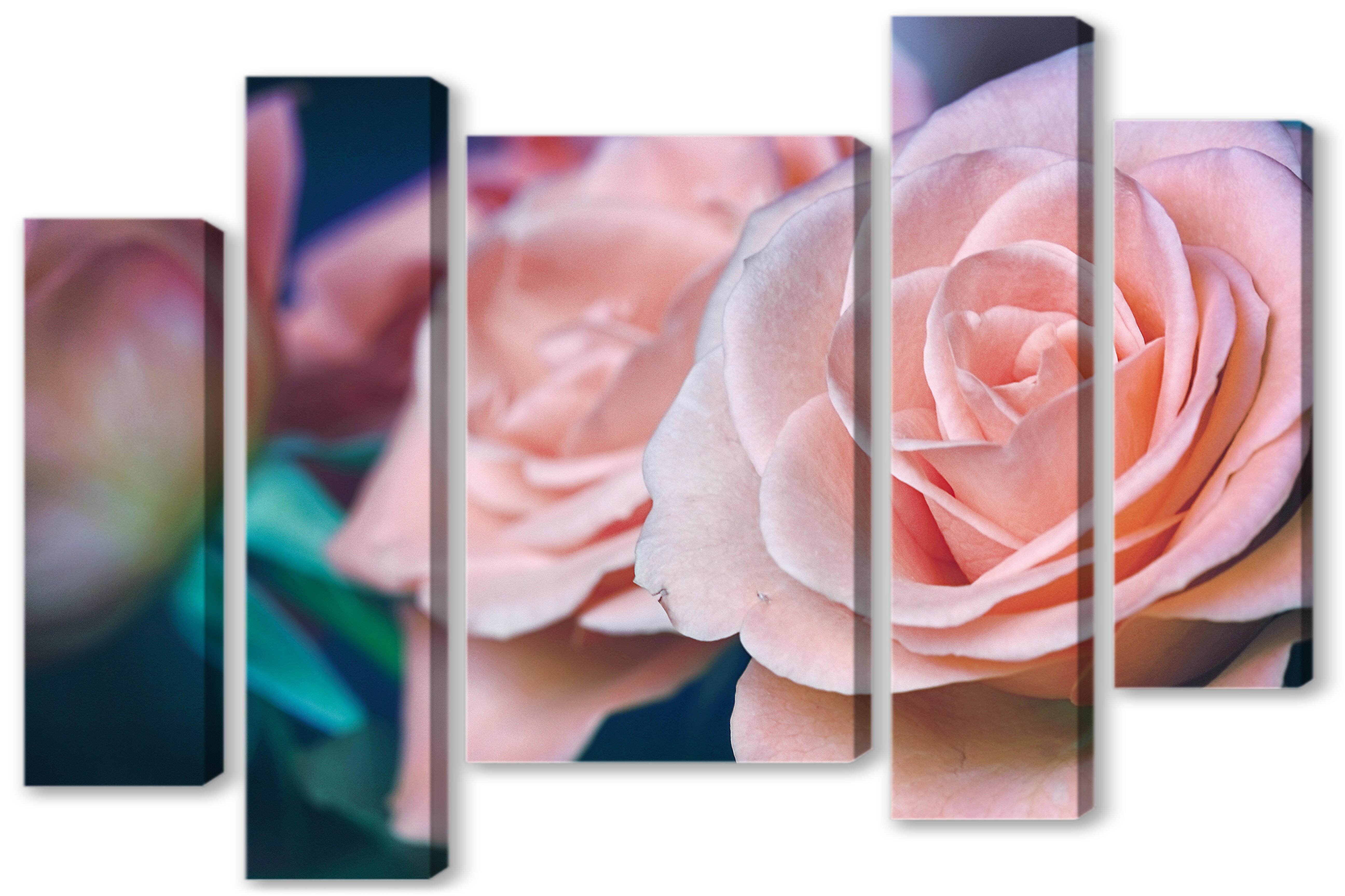 Модульная картина - Пастельные розы 
