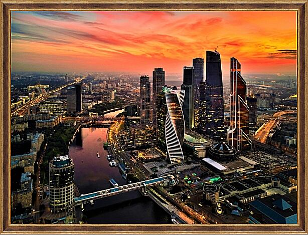 Картина - Москва-Сити на закате