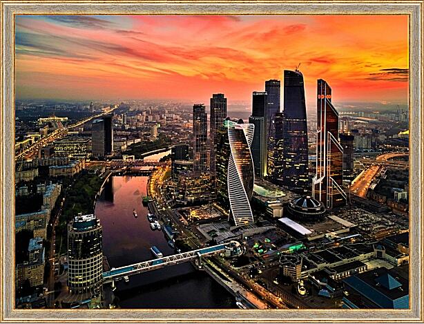 Картина - Москва-Сити на закате