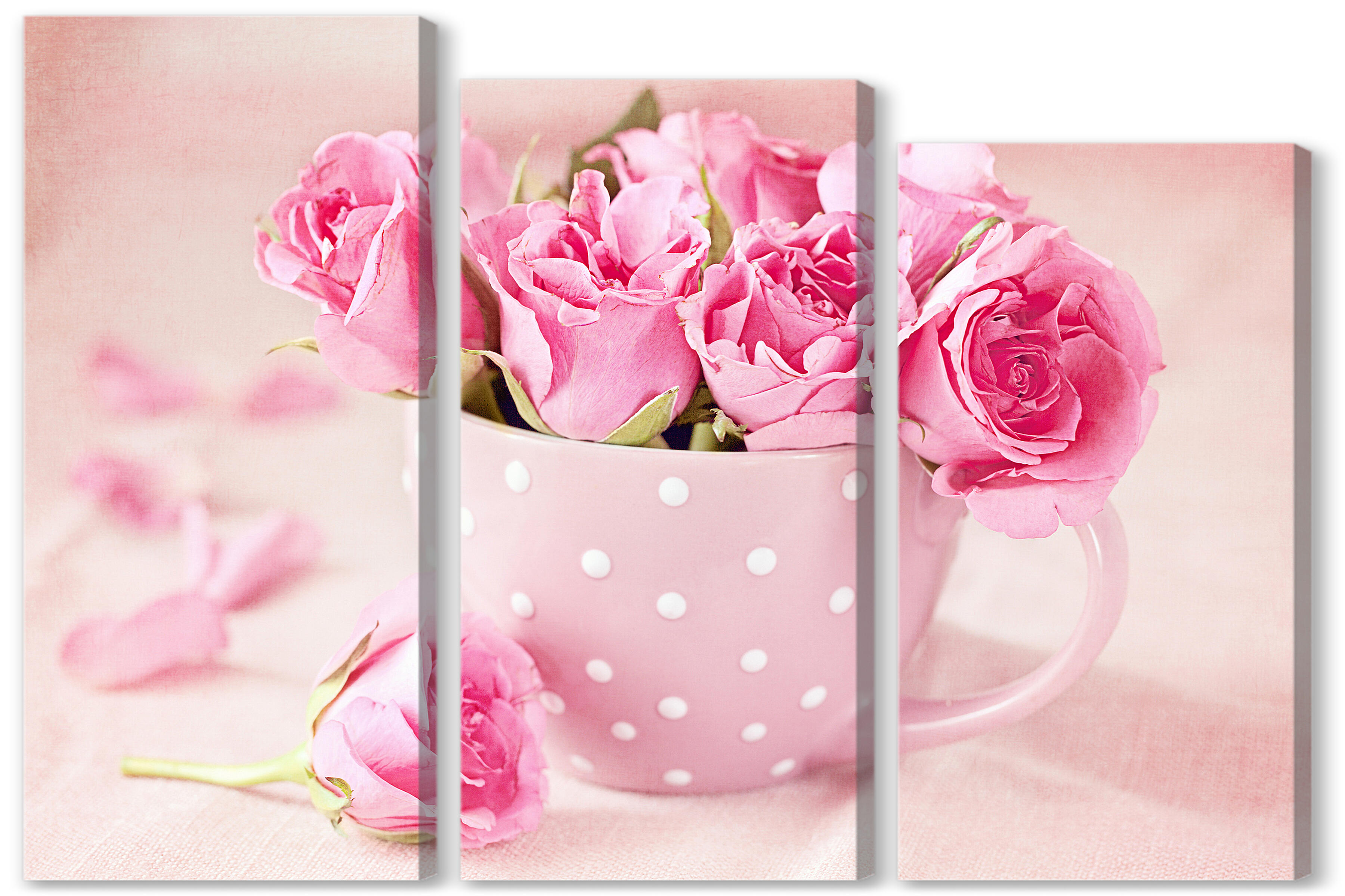 Модульная картина - Маленькие розы в чашке 
