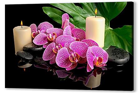 Картина маслом - Орхидеи и свечи