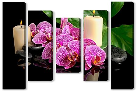 Модульная картина - Орхидеи и свечи