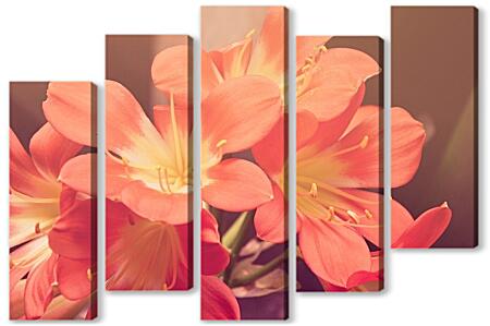 Модульная картина - Персиковые цветы
