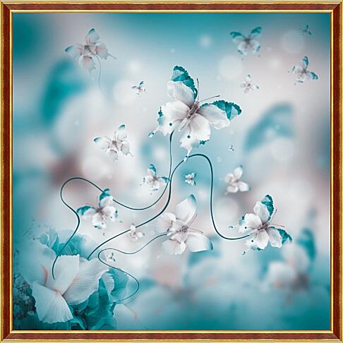 Картина - Цветы и бабочки