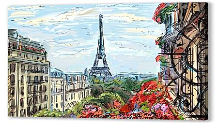 Картина маслом - Эйфелева башня в Париже