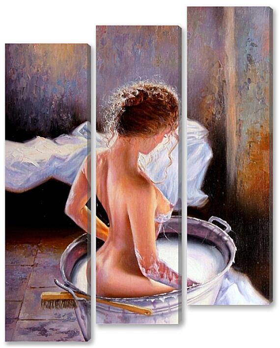 Модульная картина - Девушка в бане