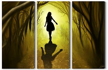 Модульная картина - Девочка в лесу