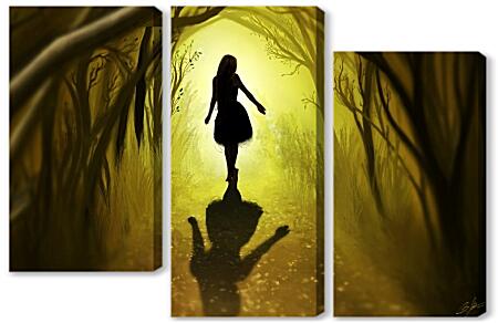 Модульная картина - Девочка в лесу