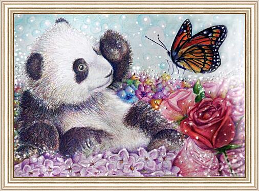 Картина - Панда и бабочка