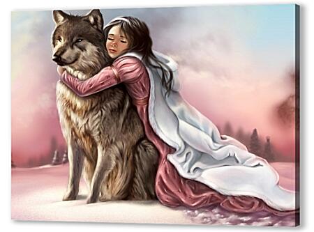 Постер (плакат) - Девочка и волк