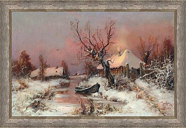 Картина - Зимой в деревне
