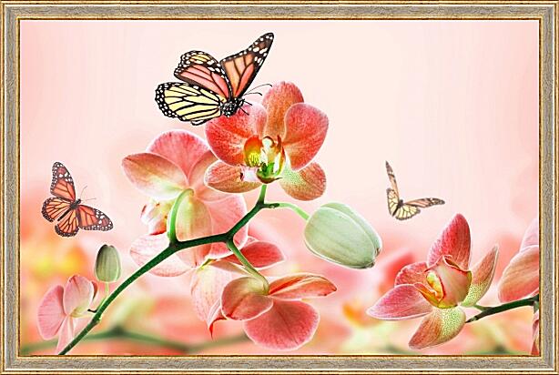 Картина - Орхидеи и бабочки