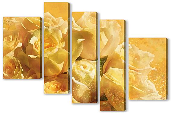Модульная картина - Желтые цветы