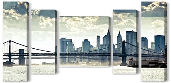 Модульная картина - Бруклинский мост вид с реки