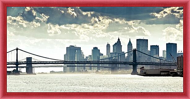 Картина - Бруклинский мост вид с реки