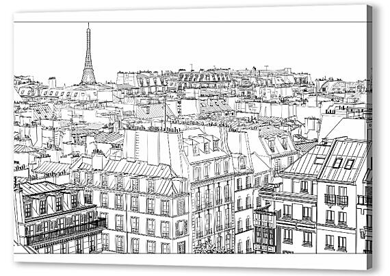 Постер (плакат) - Париж рисунок карандашом