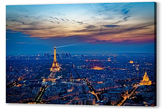 Картина маслом - Вид на вечерний Париж