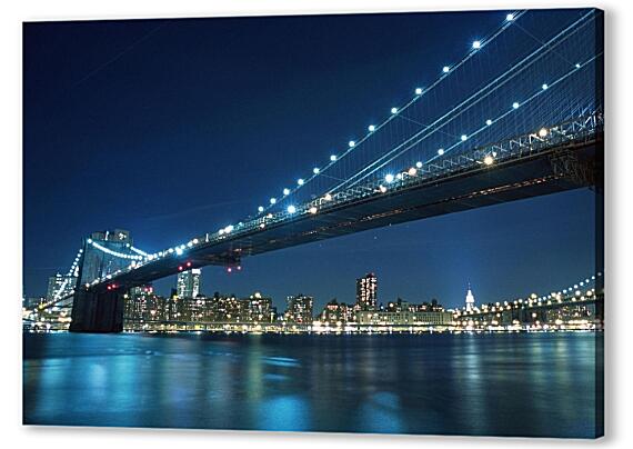 Ночной Бруклинский мост в Нью-Йорке