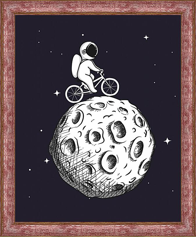 Картина - Космонавт на велосипеде по Луне
