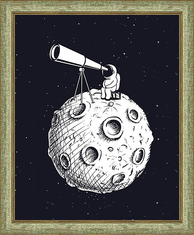 Картина - Космонавт смотрит в телескоп